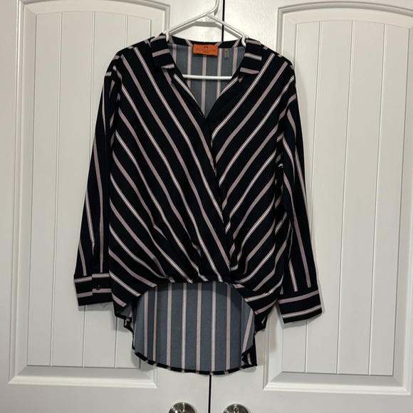Navy / White / Red Striped Blouse - Picture 8 of 8